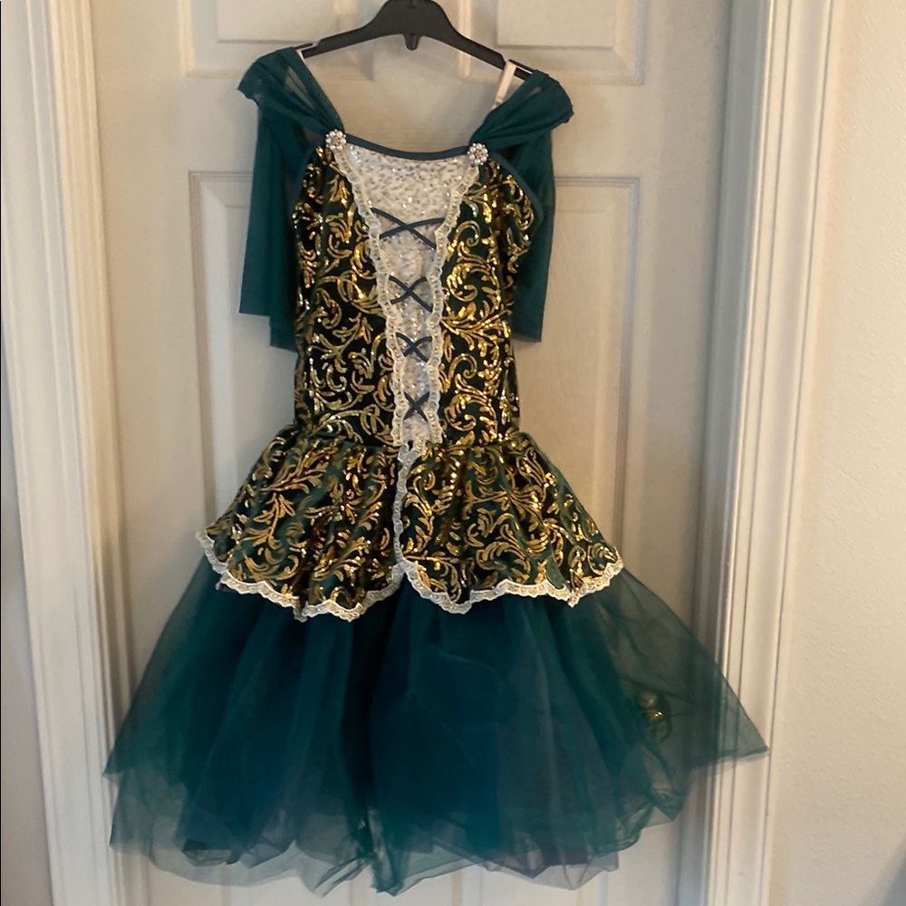 Weissman Green and Gold Theater Costume with Intricate Design, Medium Adult